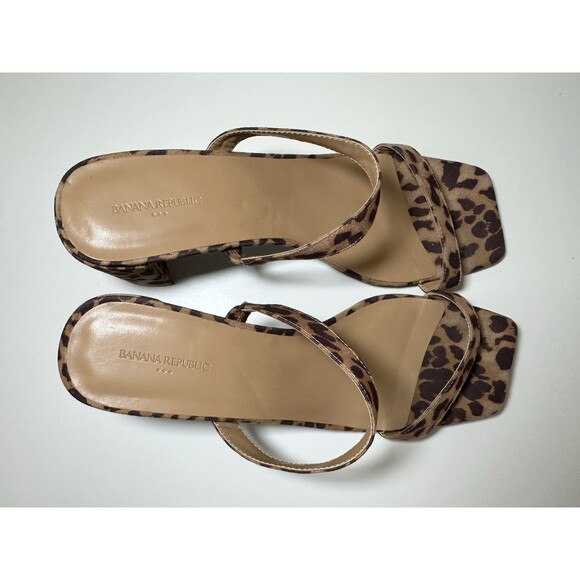 Banana Republic Cheetah Double Strap Block Heel Slip On Sandals Women's‎ 10 - Picture 6 of 9